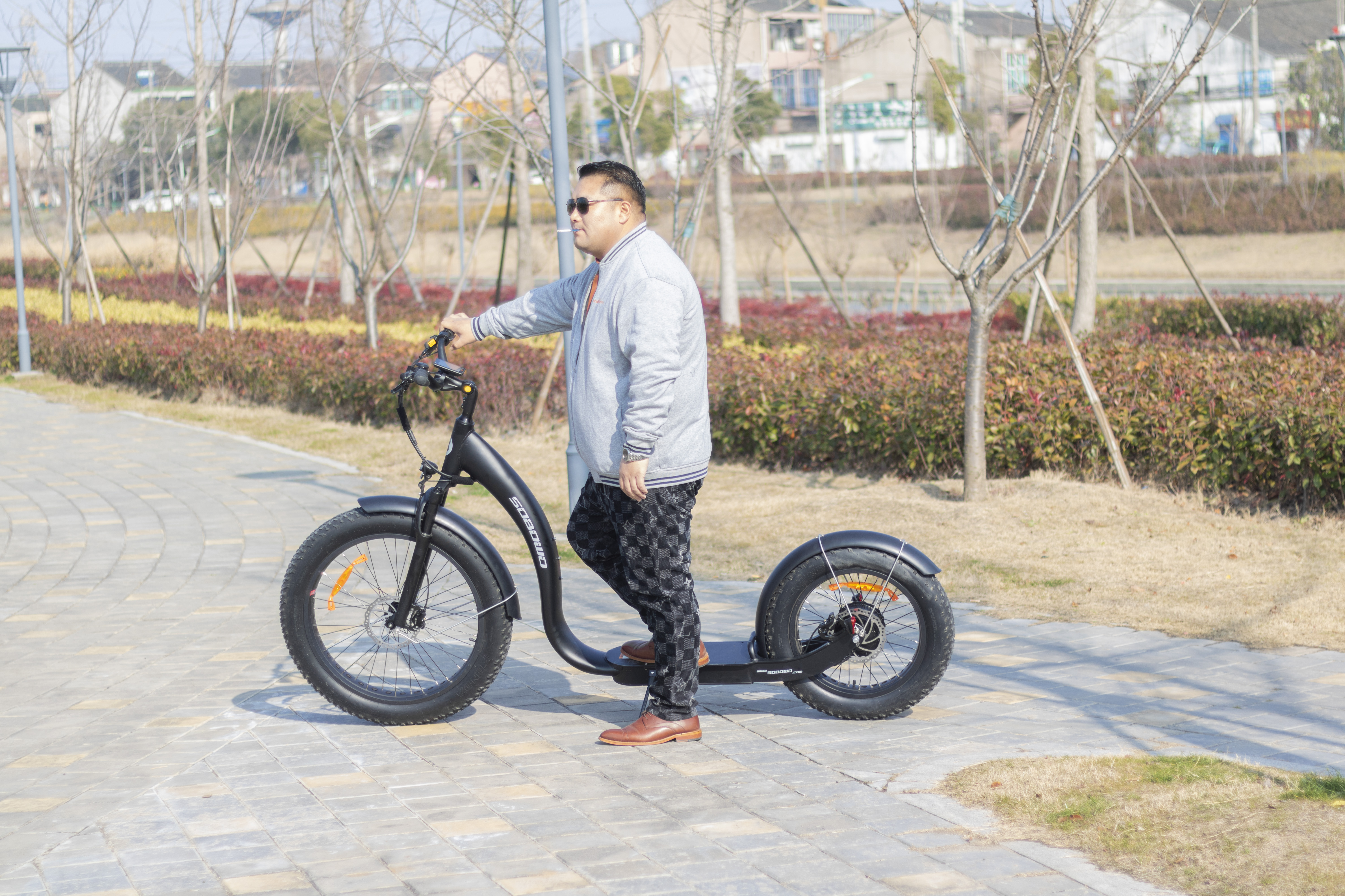 Black Electric Footbike in the park